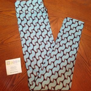 Lularoe TC Leggings Tall Curvy Plus Blue Black Fun